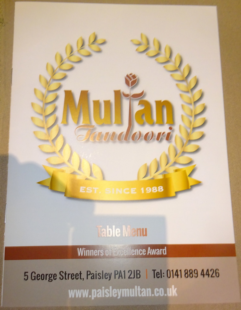 Paisley Multan Tandoori “Best Dining Experience for all of Scotland